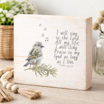 Cute Sparrow Singing Psalm Decor by Meggidoo