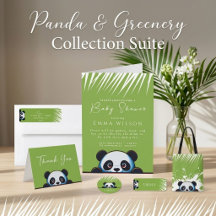 Cute Panda Bear Greenery Baby Shower & Birthday 