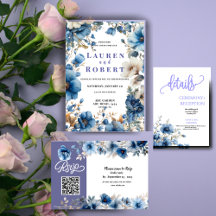 Elegant Dusty Blue and white floral Wedding