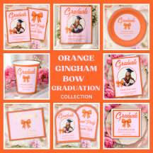 Orange Gingham Bow Graduation Party Collection