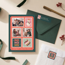Retro Christmas Postage Stamp Photo
