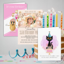 Colorful Birthday Cards and Party Invitations