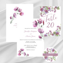 Wedding Soft Purple Floral Wedding Invitations