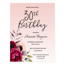 30th birthday - rose gold burgundy florals