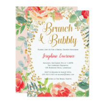 Floral Gold Glitter Brunch & Bubbly Bridal Shower 