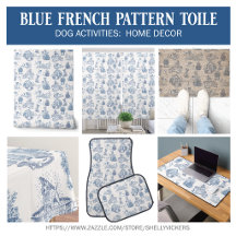 Blue French Toile Pattern Home Decor