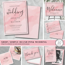 Simple Minimalist Elegant Watercolor Pink Wedding