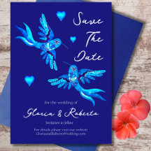 Blue Watercolor Hummingbirds Mexican Wedding