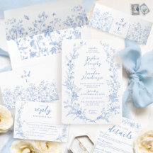 Vintage Floral Wreath Blue or Sage Green Wedding
