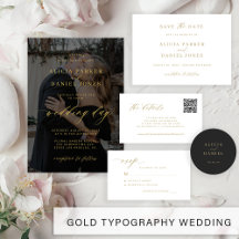 Elegant photo gold typography black wedding suite