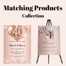 40th birthday - rose gold glitter balloon text