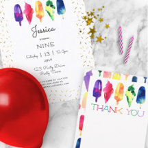 Rainbow Watercolor Ice Cream Popsicle Birthday