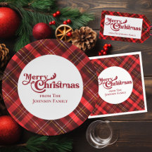 Red Plaid Traditional Christmas Cards & Ornaments