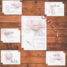 Modern Watercolor Pink Floral Wedding Suite