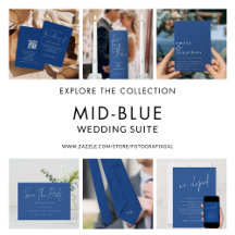 Mid Blue Wedding Invitation Suite