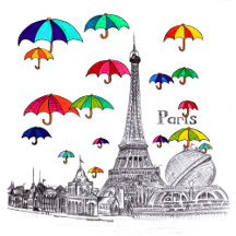 Travel with Umbrellas @Paris Eiffel Tower