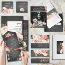 Vintage Chalkboard Boho Floral Roses wedding  