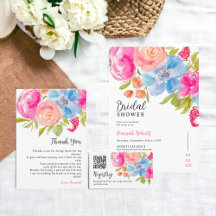 Bohemian pink floral watercolor bridal