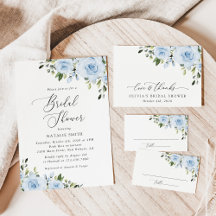 Dusty Blue Flowers Bridal Shower Collection