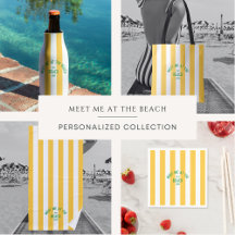 Green Meet Me At The Beach Yellow Cabana Stripe