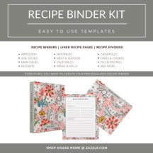 Recipe Binder Kit   Elegant Blooming Floral