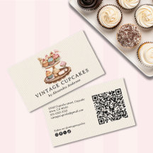 Elegant Vintage Cupcake Bakery Shop Striped