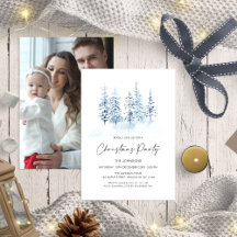 Christmas Blue Winter Rustic Landscape