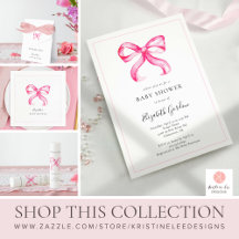 Elegant Pink Bow Coquette Baby Shower Pink
