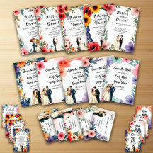 Rustic Watercolor Floral Bride And Groom Wedding