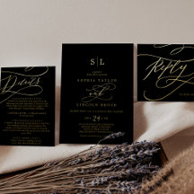Romantic Black and Gold Foil Wedding Collection