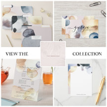 Artisan Abstract Shapes   Watercolor Gold & Navy