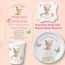 Purr-fect Baby Girl Kitten Baby Shower