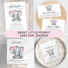 Elephant Sweet Little Peanut Baby Girl Shower