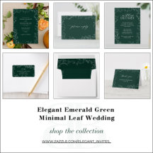 Elegant Emerald Green Minimal Leaf Wedding