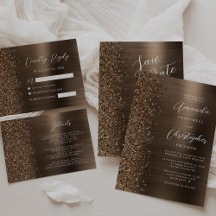 Glam Brushed Metal Glitter Bronze Wedding Suite