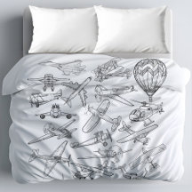 Hand-drawn airplanes Black and White Vintage 