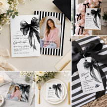 Modern Black Bow Coquette Graduation Party