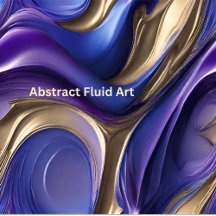 Modern Abstract Fluid Art-Blue Purple and Gold