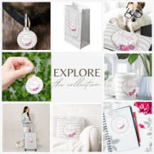 Classy Grey Stripes Floral Monogram