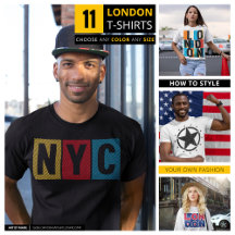 London, NYC and Patriotic Stars Design Tops
