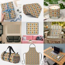 Retro Pop Art Geometric Color Block Pattern