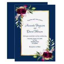 Burgundy blue boho floral wedding