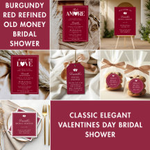 Classic Elegant Burgundy Old Money Bridal Shower