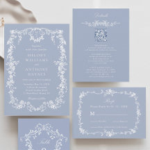 Dusty Blue Classic French Floral Wedding Suite