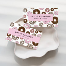 Pink and Brown Donuts Business Cards Collection