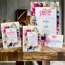 Bold brush strokes floral watercolor wedding