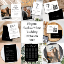 Elegant Black & White Wedding Invitation Suite