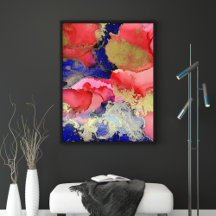 Exquisite Red Blue Gold Fine Art #1