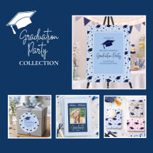 Modern Blue White Graduation Party Celebration  