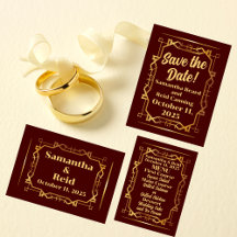 Gold on Burgundy Art Deco 